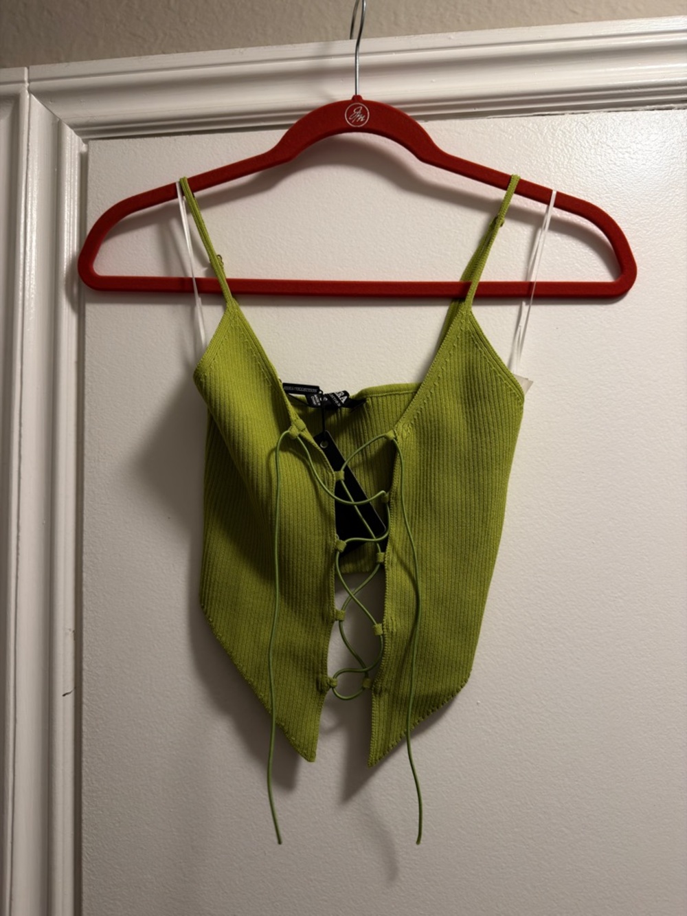 NWT Hera Collection Lime Green Ribbed Lace-Up Cami